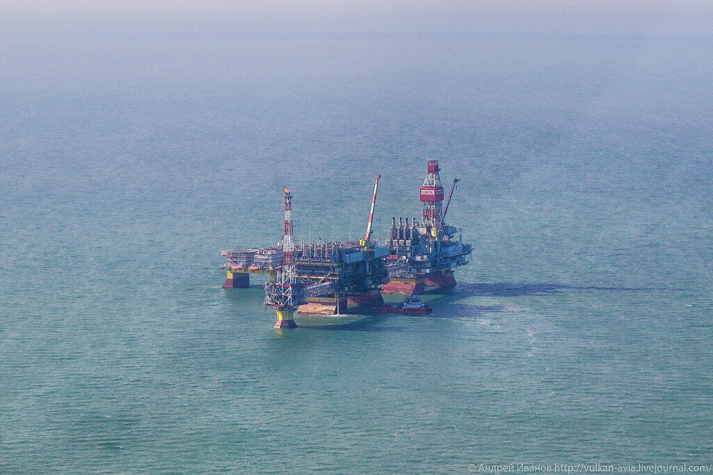 A Lukoil oil platform, the Caspian Sea, Russia. Photo by A.D. Ivanova.