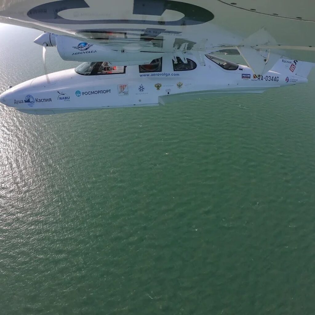 The amphibious aircraft La-8. The Caspian Sea. Photo by Clean Seas Foundation.